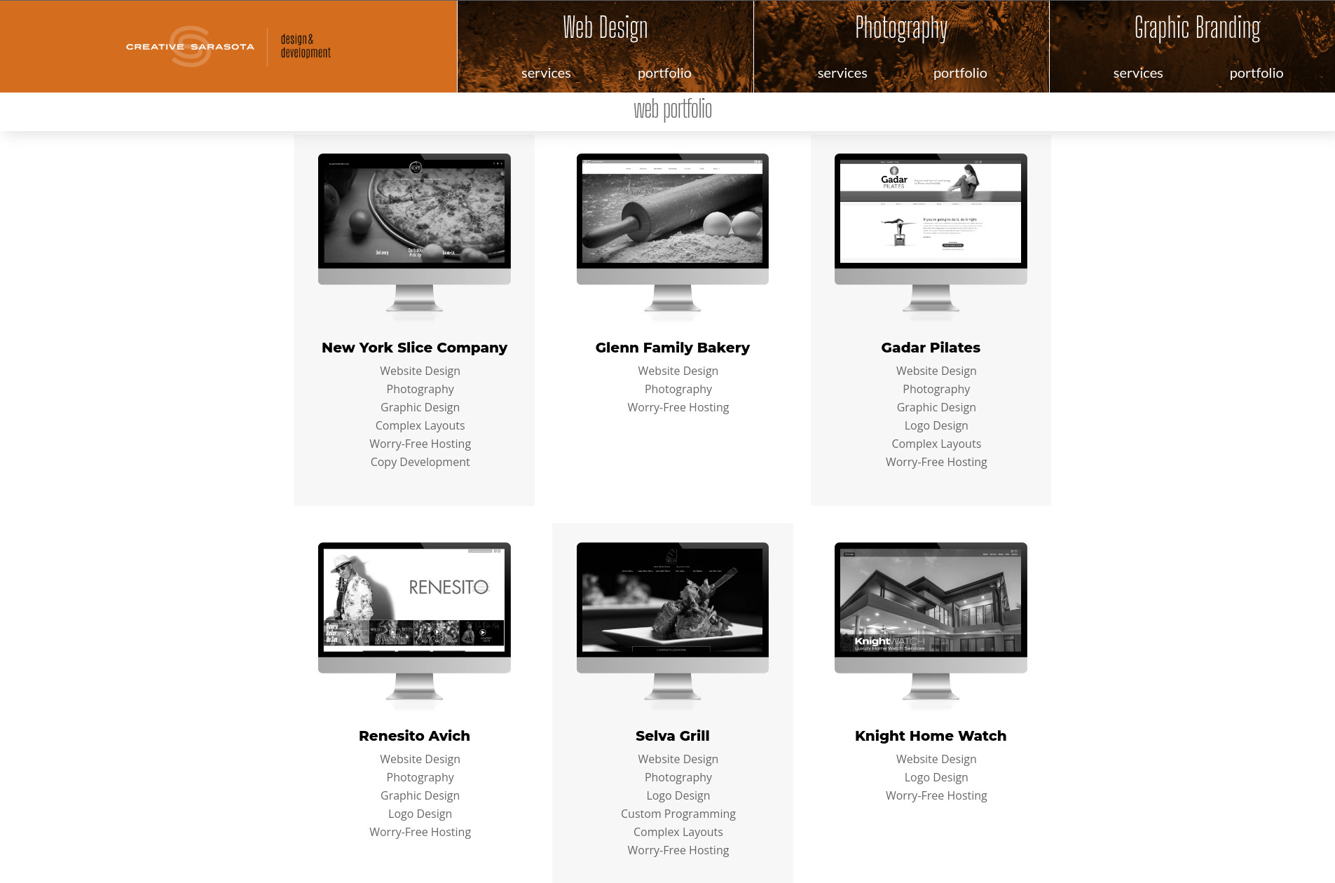 Creative Sarasota Web Design Portfolio Page